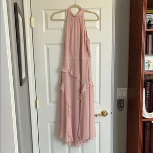 White House Black Market Blush Ruffle Asymmetrical Dress